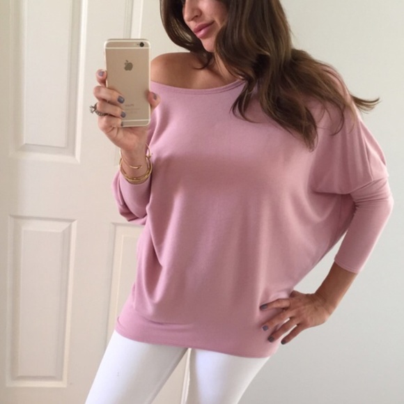 Tops - Soft Blush Pink Dolman Sleeve Off Shoulder Top!